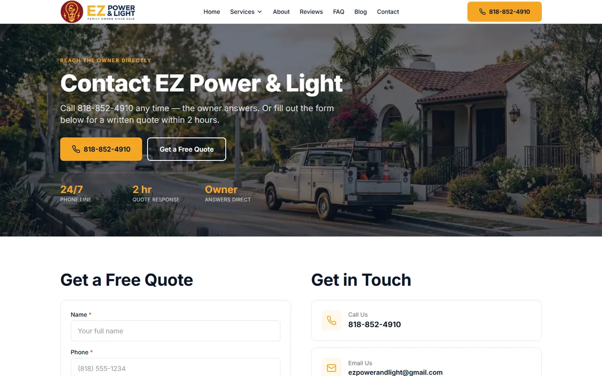 EZ Power & Light: Quote request