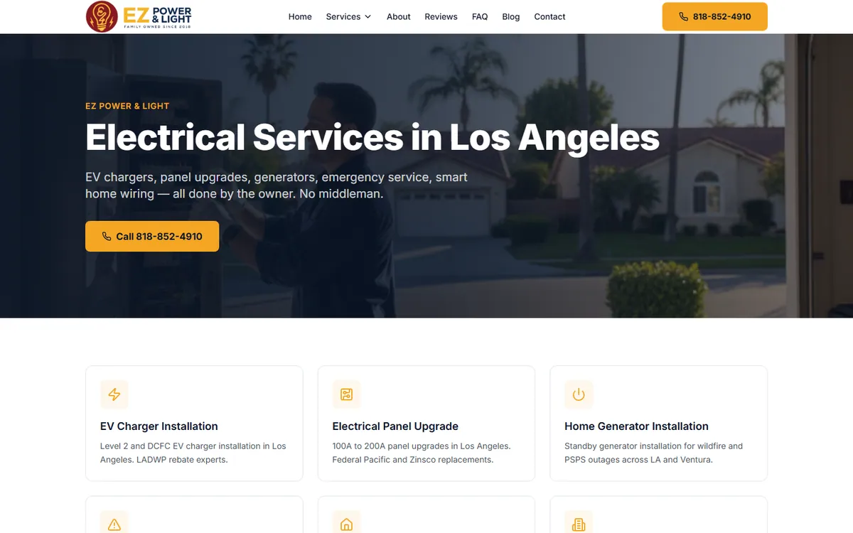 EZ Power & Light: Services hub