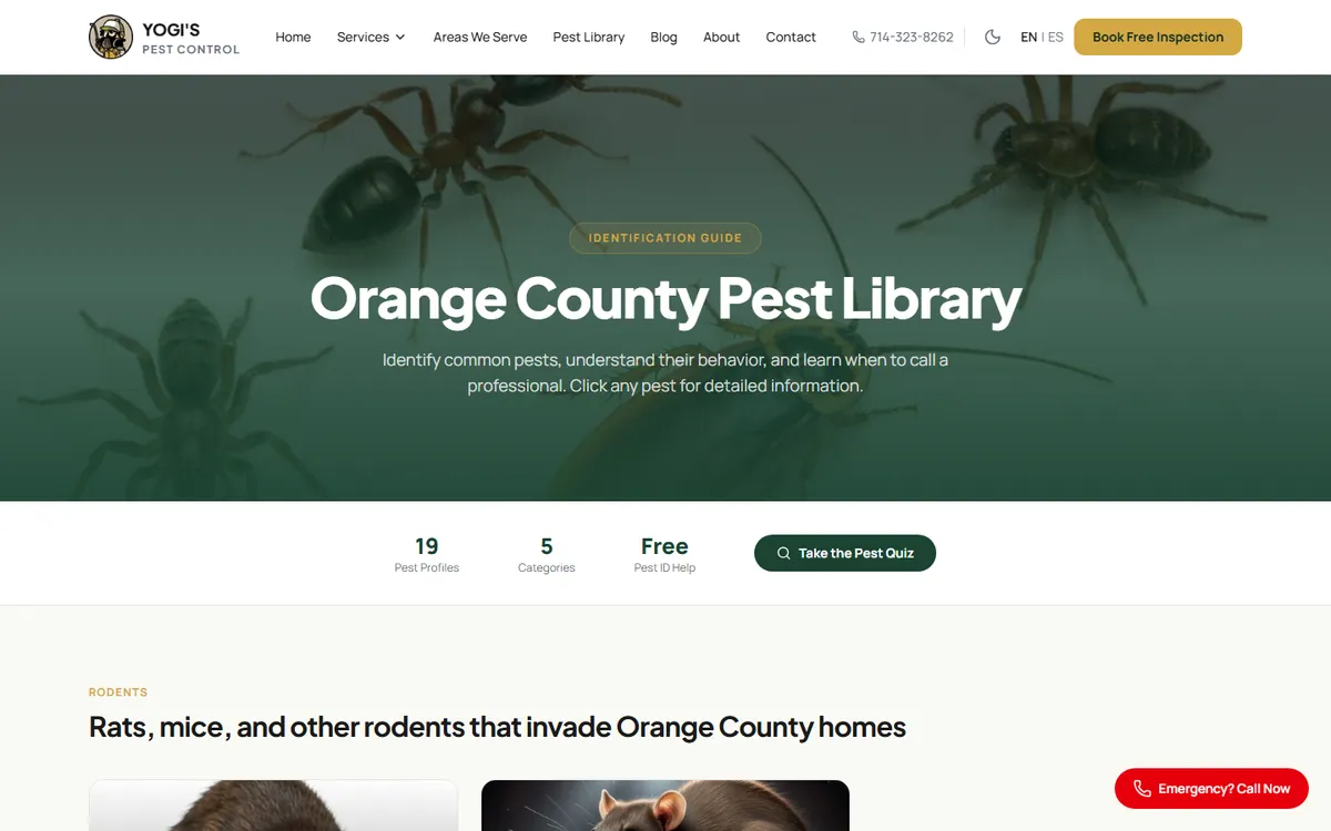 Yogi's Pest Control: Pest library