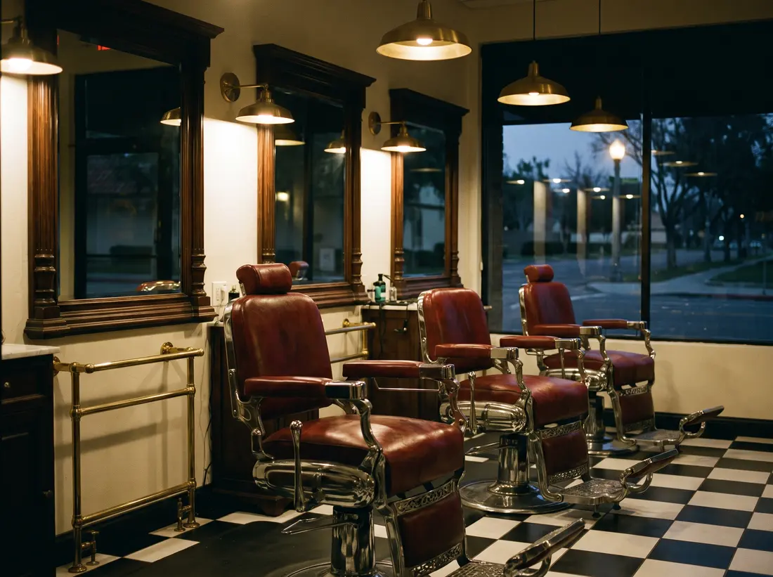 Three vintage barber chairs in the shop