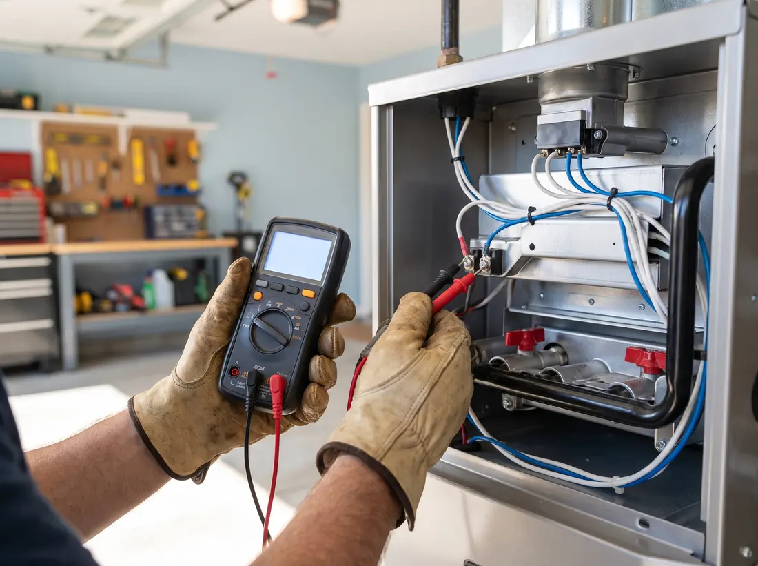 Technician testing a furnace