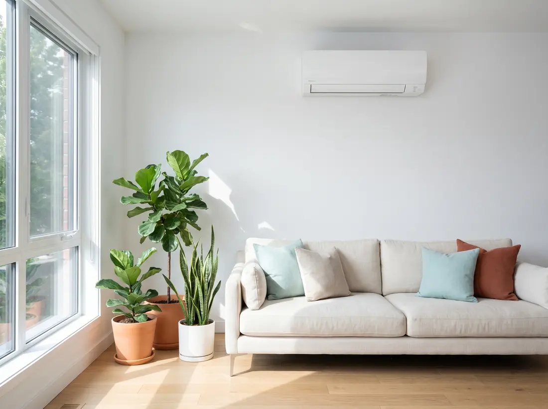 Ductless mini-split in a living room