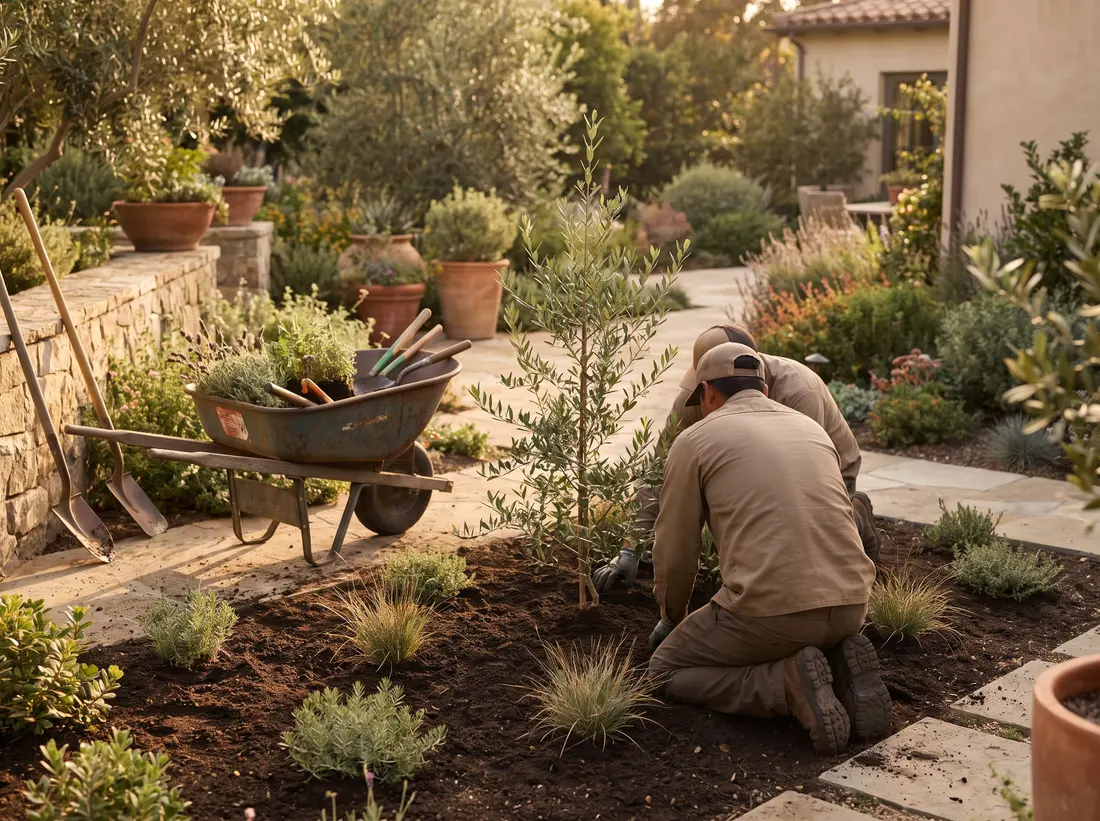 Arroyo Verde crew planting an olive tree