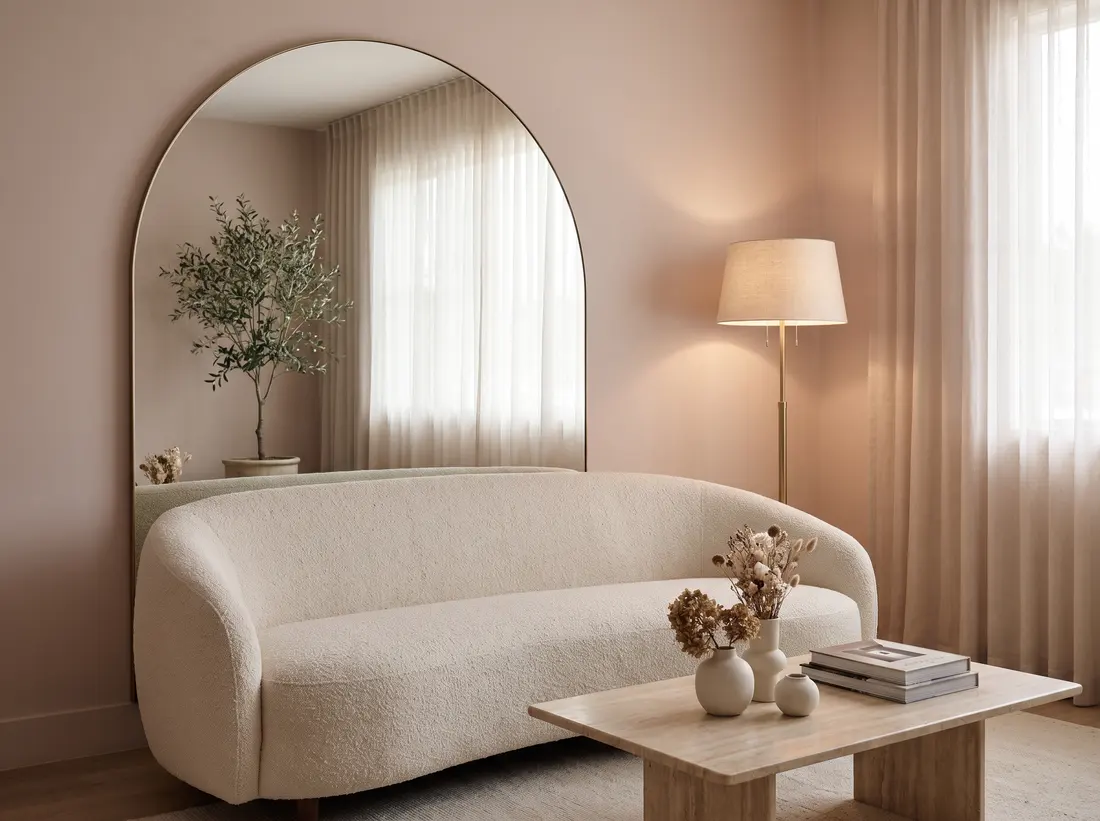 Solenne lounge with boucle sofa