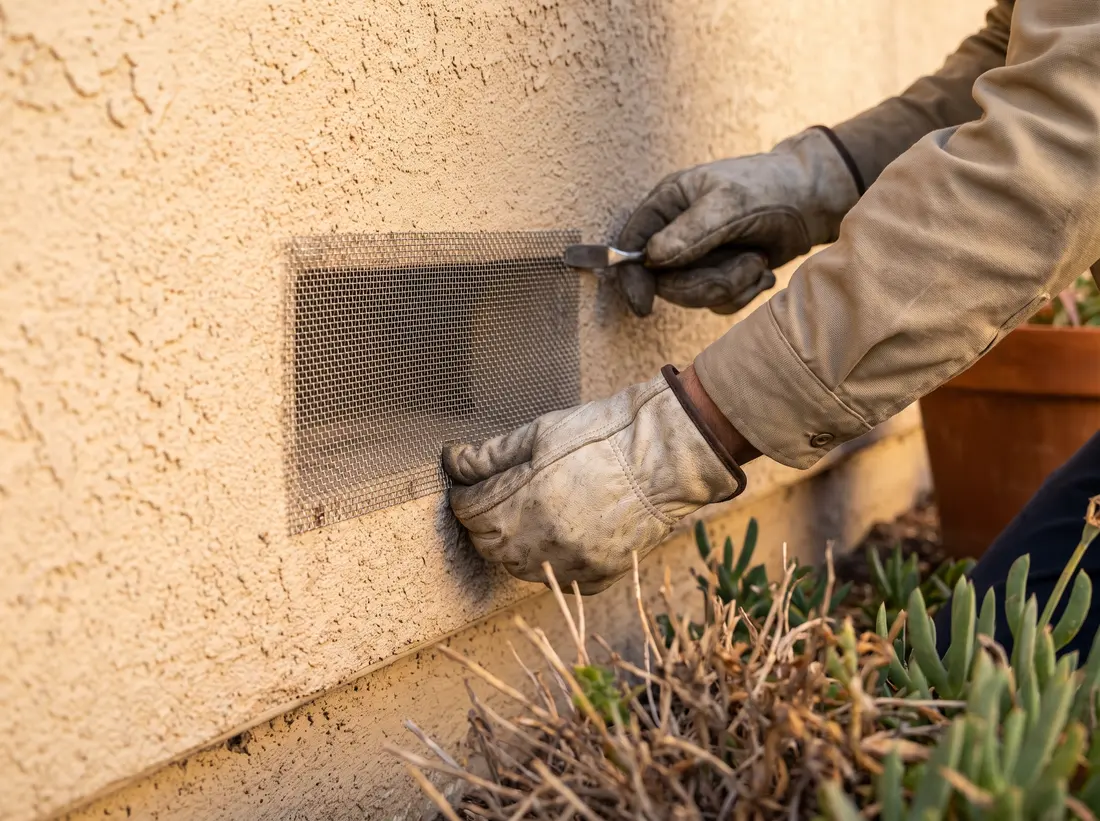 Technician installing a vent screen