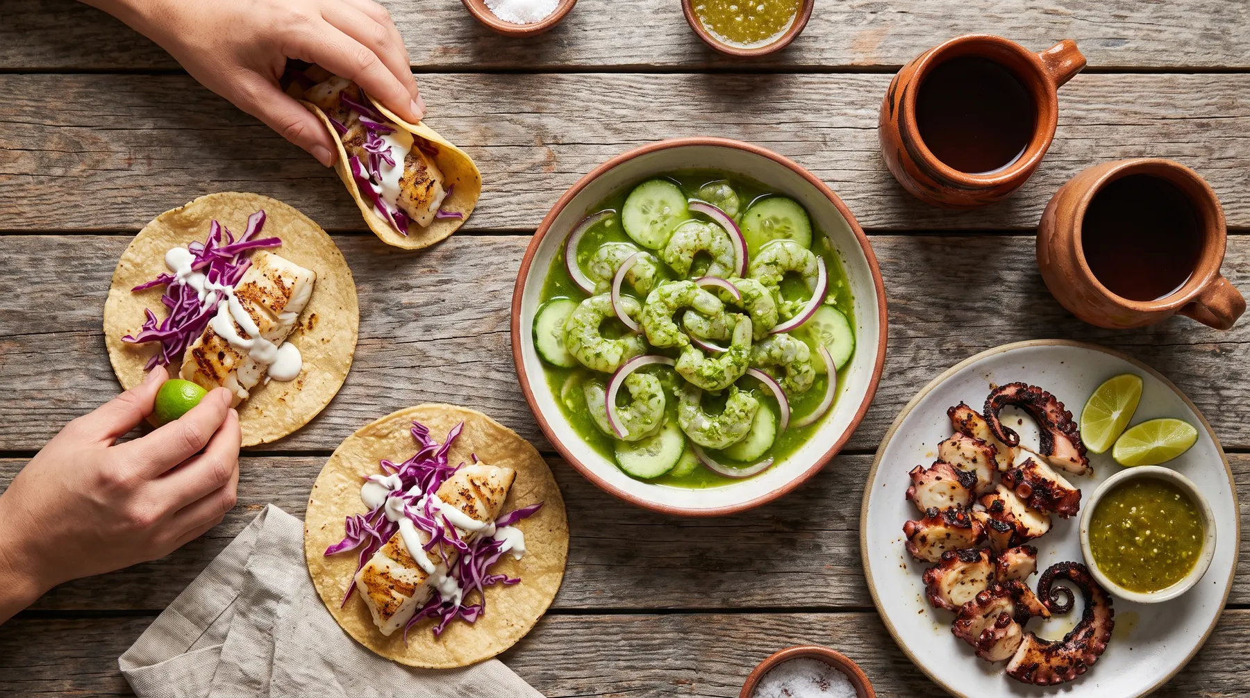Aguachile and tacos